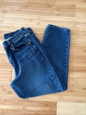 Women Gap Jeans Girl Friend Mid Rise 29/8 Dark Wash Standard Straight Leg